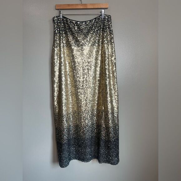 Heidi Daus gold black ombré sequins maxi skirt glam regencycore cocktail party - Picture 7 of 8